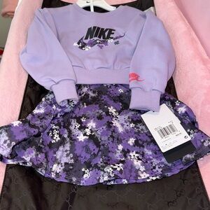 Nike Lavender and Black Floral Sweater/Skirt